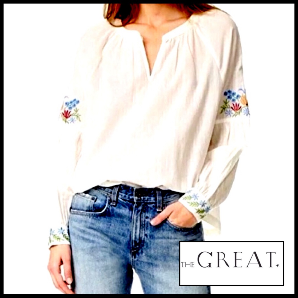 The Great White Top With Embroidery. Size 3.